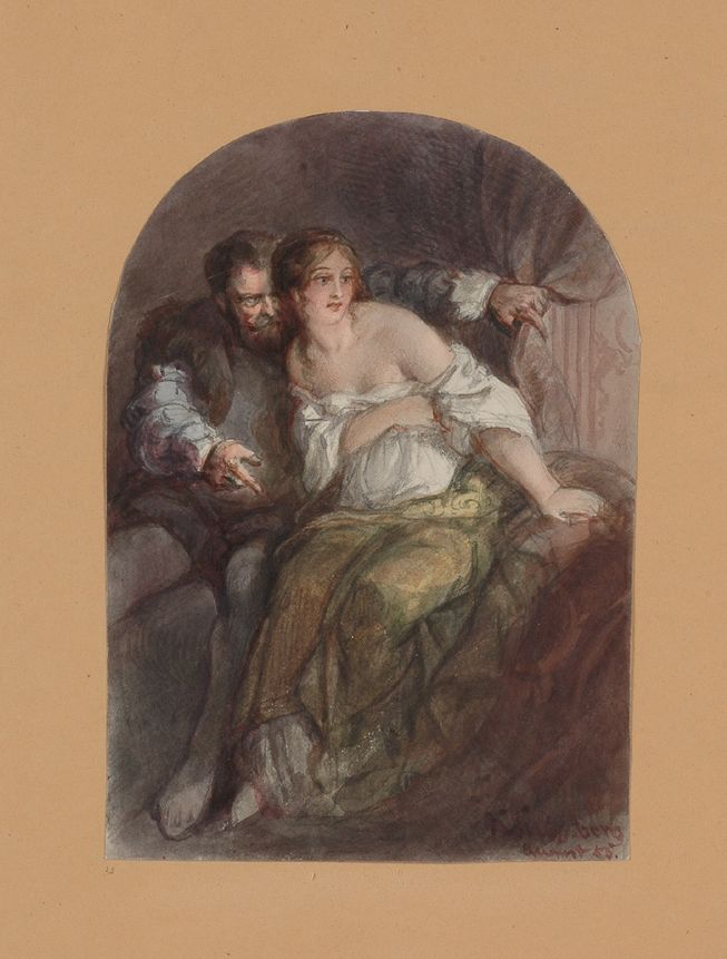 Love Scene by Ludwig Rosenfelder (Attribued), 1853